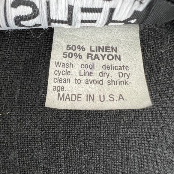 Vintage USA Eileen Fisher Black Stretch-Linen Button-Up Long Sleeve Shirt 1 S - Picture 7 of 7